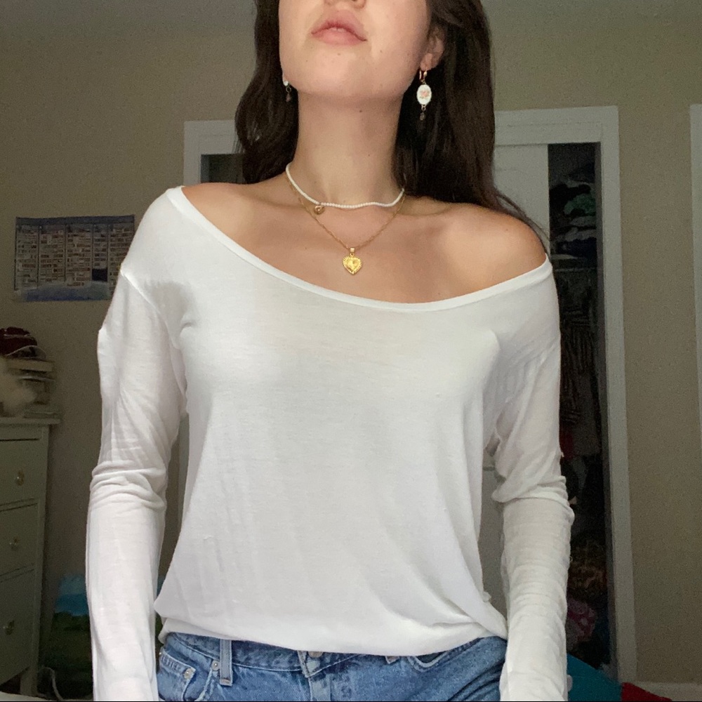 White flowy brandy Melville longsleeve